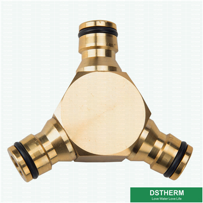 Brass Hose Tap Connector Threaded Garden Water Pipe Quick Adapter Three Ways Nipple Joint