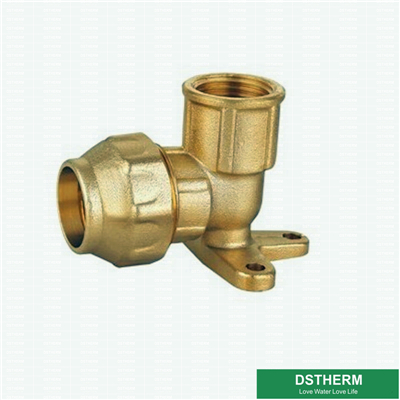 PE Tube Brass Compression Fitting Wall Plated Female Elbow