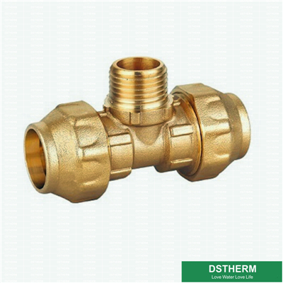 PE Tube Brass Compression Fitting Male Threaded Tee