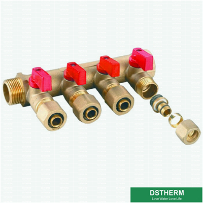 Four Ways Customized Brass Color Brass Manifold 