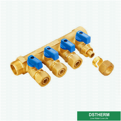 Brass Manifold Four Ways Blue Color Cold Water Brass Manifolds