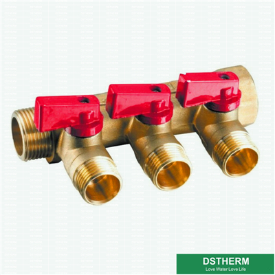 Three Ways Brass Manifold With Ball Valve For Underfloor Heating