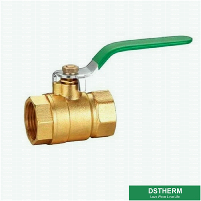 Green Steel Handle Double Female Brass Ball Valve 