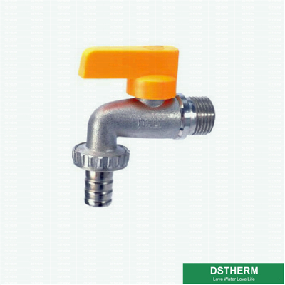 Yellow Color Aluminum Alloy Handle Nickel Plated Washing Machines Water Bicock Water Tap 