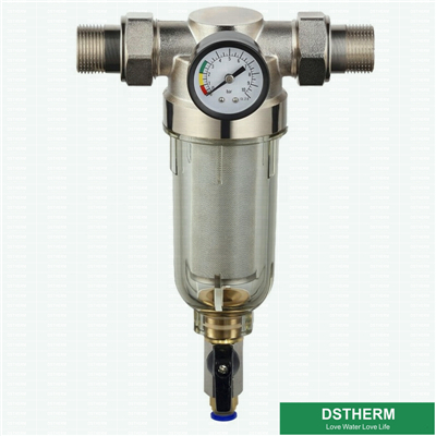 Simple Designed Brass Nickel Palted Doule Male Threaded Union Prefilter With Plastic Handle Control For Water Supplying 