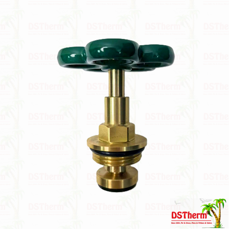 Customized Heavier Type Stop Valve Cartridge With Green Handle Brass Cartridge Brass Spindle Valve Top Part